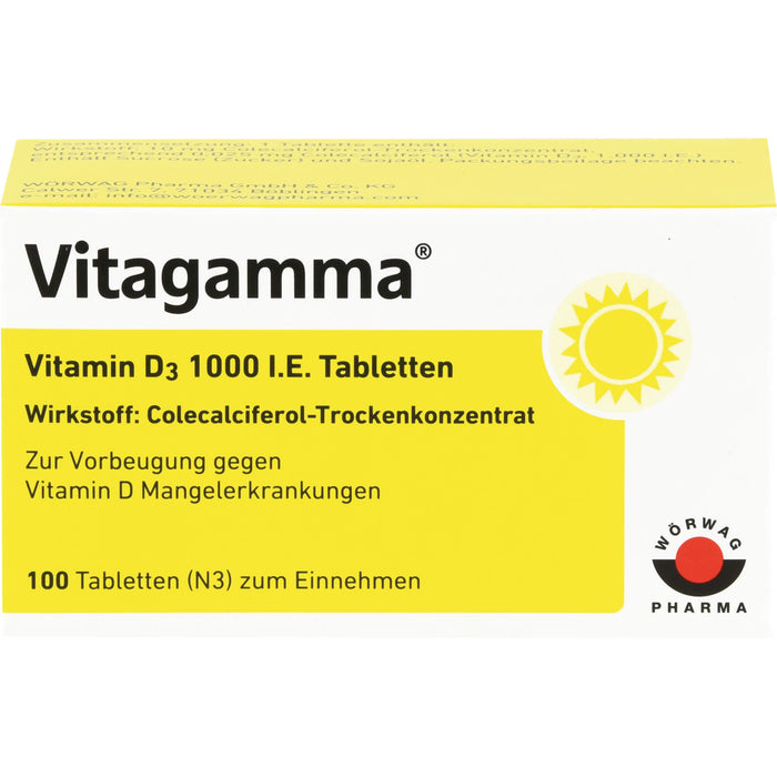 Vitagamma Vitamin D 3 1000 I.E. Tabletten, 100 St. Tabletten
