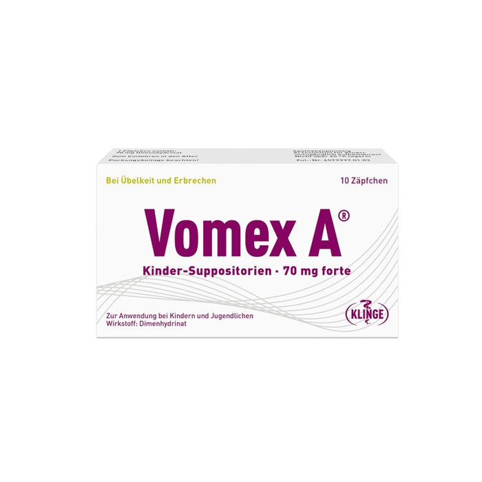 Vomex A Kinder-Suppositorien 70 mg forte, 10 St. Zäpfchen