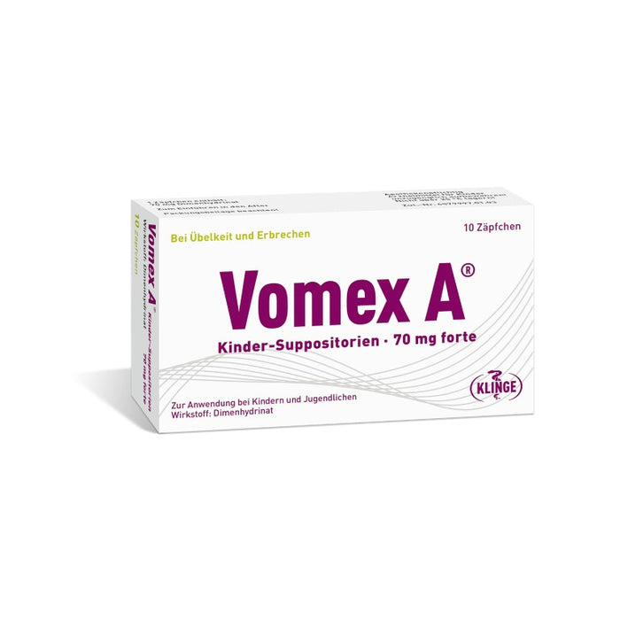 Vomex A Kinder-Suppositorien 70 mg forte, 10 St. Zäpfchen