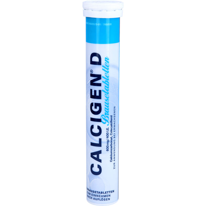 Calcigen D 600 mg/400 I.E. Brausetabletten bei Calcium- und Vitamin-D3-Mangel, 20 St. Tabletten