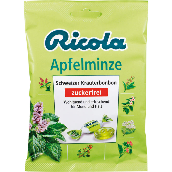 Ricola schweizer Kräuterbonbons zuckerfrei Apfelminze, 75 g Bonbons