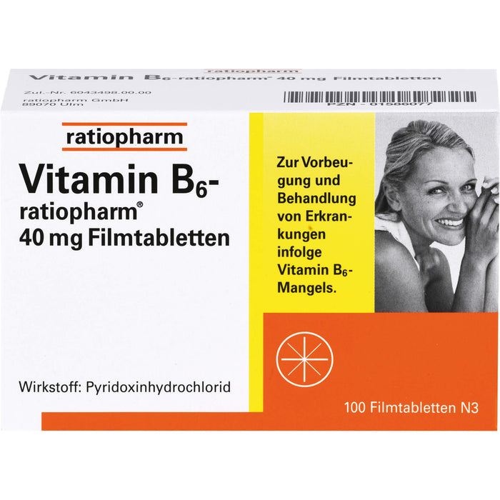 Vitamin B6-ratiopharm 40 mg Filmtabletten, 100 St. Tabletten
