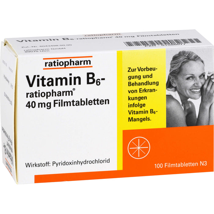 Vitamin B6-ratiopharm 40 mg Filmtabletten, 100 St. Tabletten