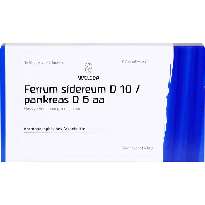 WELEDA Ferrum sidereum D10 / Pankreas D6 aa flüssige Verdünnung, 8 St. Ampullen