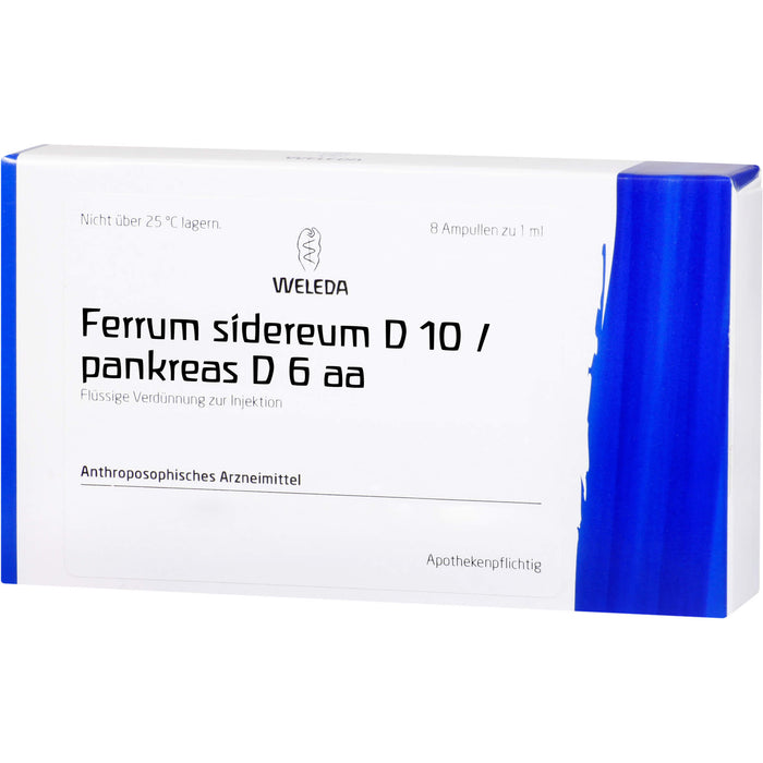 WELEDA Ferrum sidereum D10 / Pankreas D6 aa flüssige Verdünnung, 8 St. Ampullen