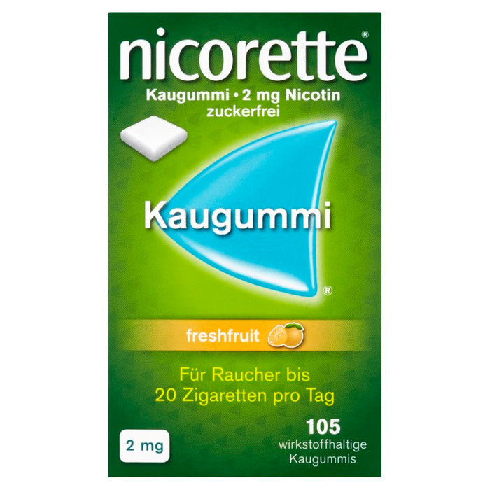 nicorette Kaugummi 2 mg Nicotin zuckerfrei freshfruit, 105 St. Kaugummi