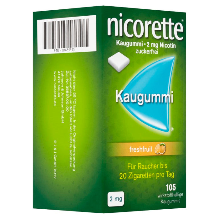 nicorette Kaugummi 2 mg Nicotin zuckerfrei freshfruit, 105 St. Kaugummi
