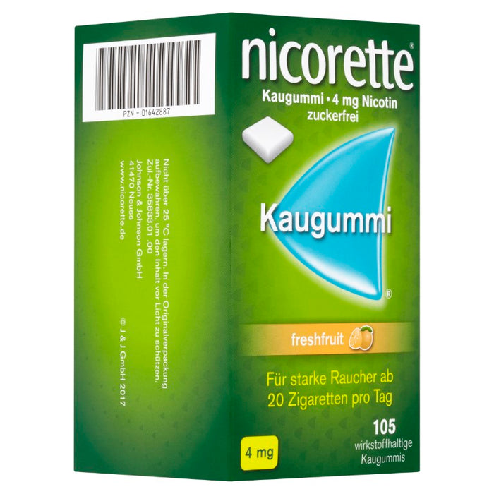 nicorette Kaugummi 4 mg Nicotin zuckerfrei freshfruit, 105 St. Kaugummi