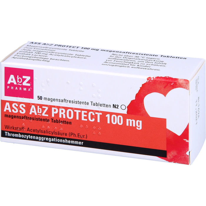 ASS AbZ Protect 100 mg magensaftresistente Tabletten, 50 St. Tabletten
