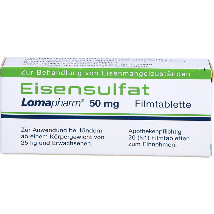 Eisensulfat Lomapharm 50 mg, Filmtablette, 20 St. Tabletten