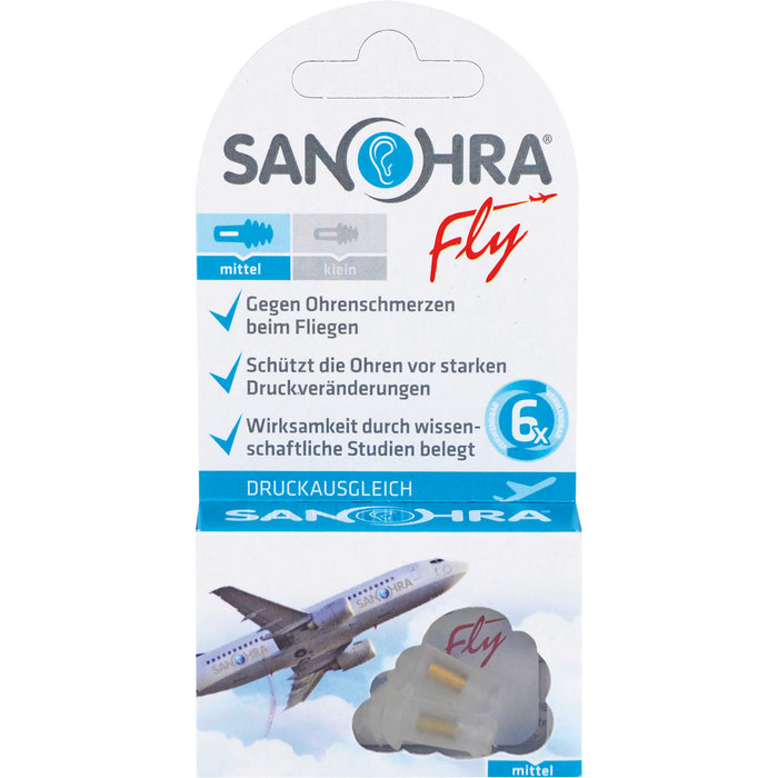 SANOHRA fly gegen Ohrenschmerzen beim Fliegen Ohrenschutz mittel, 2 St. Ohrstöpsel