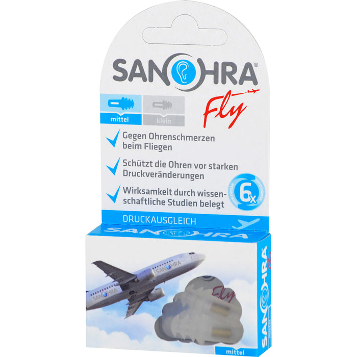 SANOHRA fly gegen Ohrenschmerzen beim Fliegen Ohrenschutz klein, 2 St. Ohrstöpsel