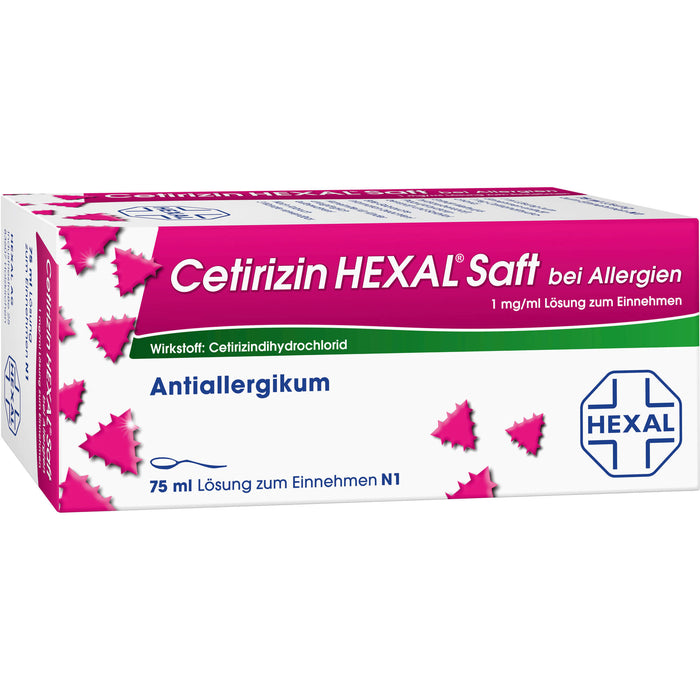 Cetirizin HEXAL Saft bei Allergien, 75 ml Lösung