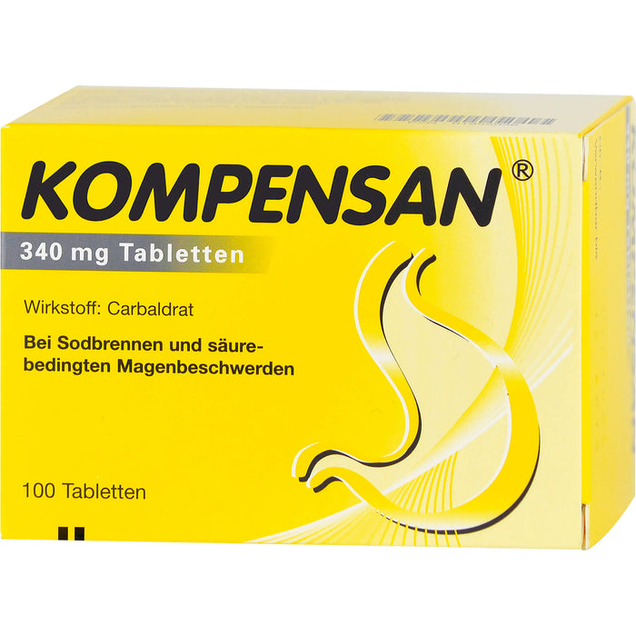 KOMPENSAN 340 mg Tabletten bei Sodbrennen und säurebedingten Magenbeschwerden, 100 St. Tabletten