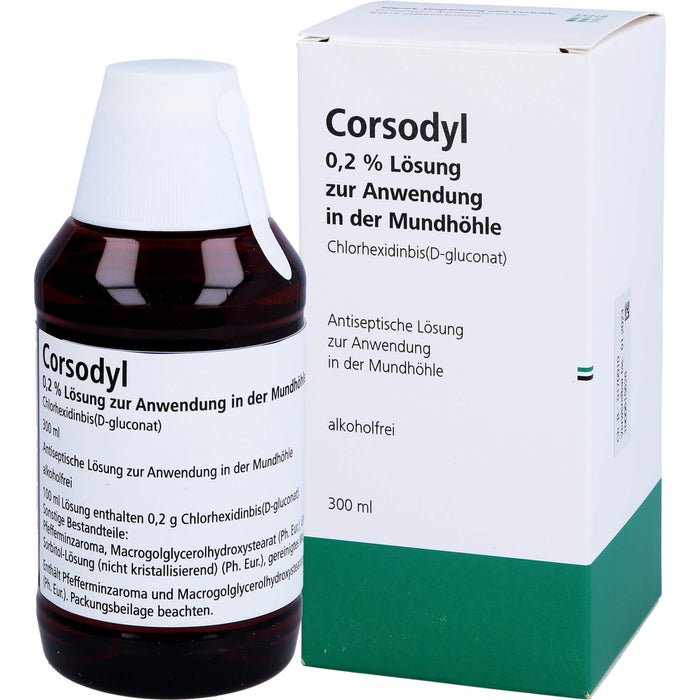 CORSODYL Lösung zum Spülen des Mund- und Rachenraumes Reimport EurimPharm, 300 ml Lösung