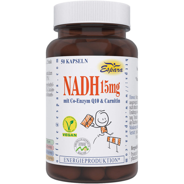 Espara NADH 15 mg mit Co-Enzym Q10 und Carnitin Kapseln Energieproduktion, 50 St. Kapseln