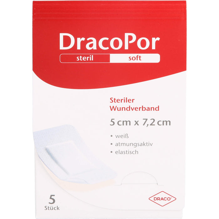 DracoPor soft  5 cm x 7,2 cm weiß steriler Wundverband, 5 St. Wundauflagen