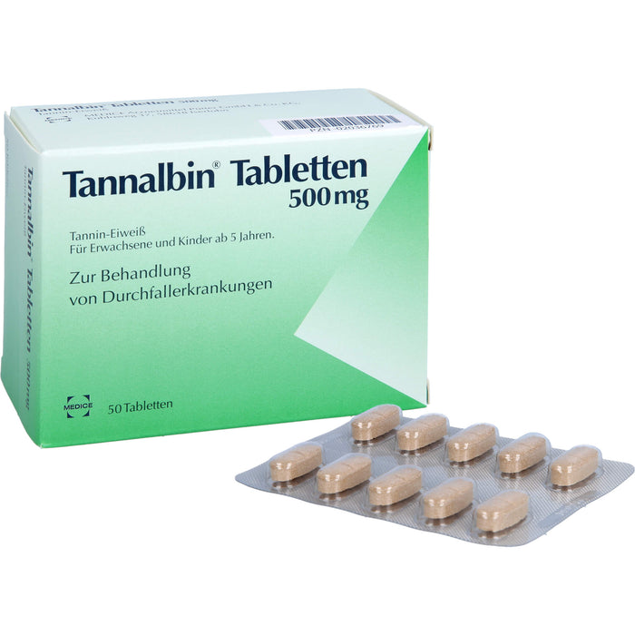 Tannalbin Tabletten 500 mg bei Durchfallerkrankungen, 50 St. Tabletten