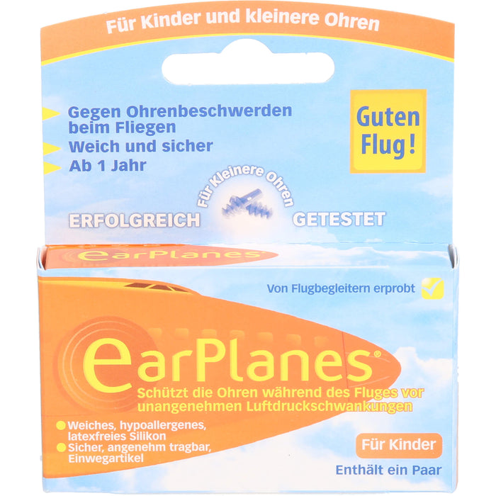 EarPlanes für Kinder schützt die Ohren während des Fluges vor unangenehmen Luftdruckschwankungen, 2 St. Ohrstöpsel