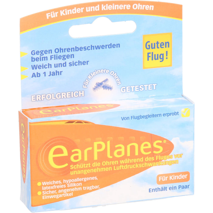 EarPlanes für Kinder schützt die Ohren während des Fluges vor unangenehmen Luftdruckschwankungen, 2 St. Ohrstöpsel