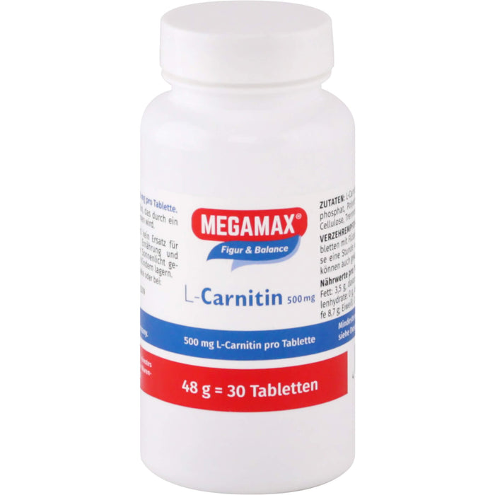 MEGAMAX Figur & Balance L-Carnitin 500 mg Tabletten, 30 St. Tabletten