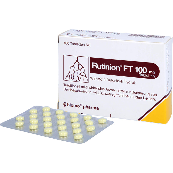 Rutinion FT 100 mg Tabletten zur Besserung von Beinbeschwerden, wie Schweregefühl bei müden Beinen, 100 St. Tabletten