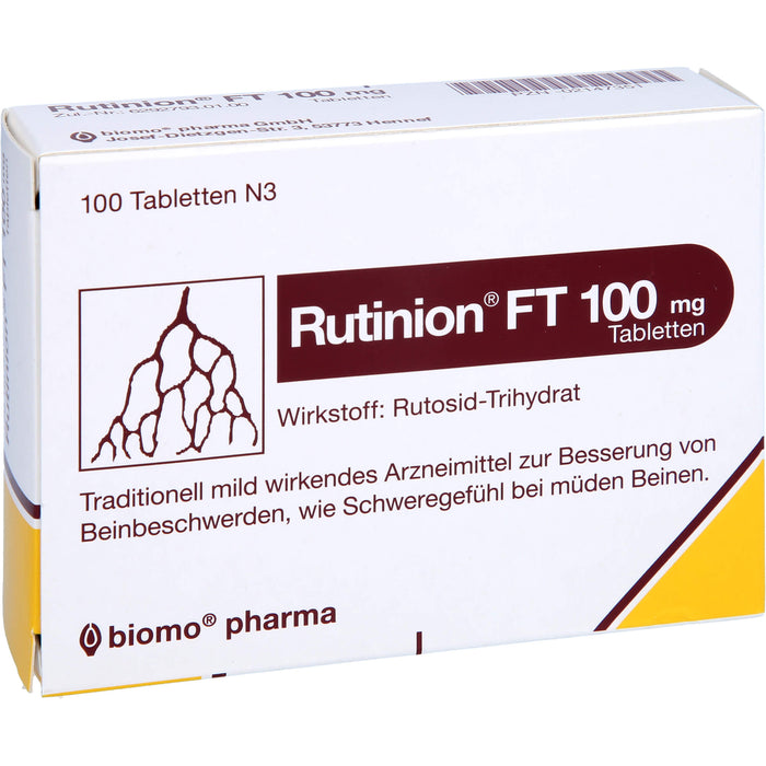 Rutinion FT 100 mg Tabletten zur Besserung von Beinbeschwerden, wie Schweregefühl bei müden Beinen, 100 St. Tabletten