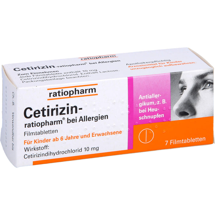 Cetirizin-ratiopharm 10 mg bei Allergien Filmtabletten, 7 St. Tabletten