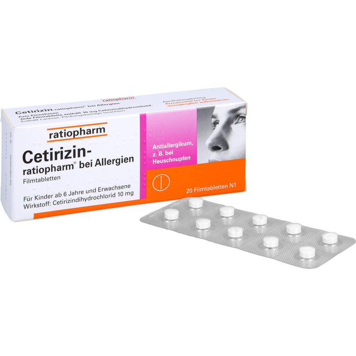 Cetirizin-ratiopharm 10 mg bei Allergien Filmtabletten, 20 St. Tabletten