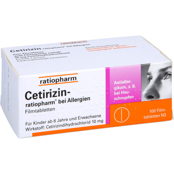 Cetirizin-ratiopharm 10 mg Filmtabletten bei Allergien, 100 St. Tabletten