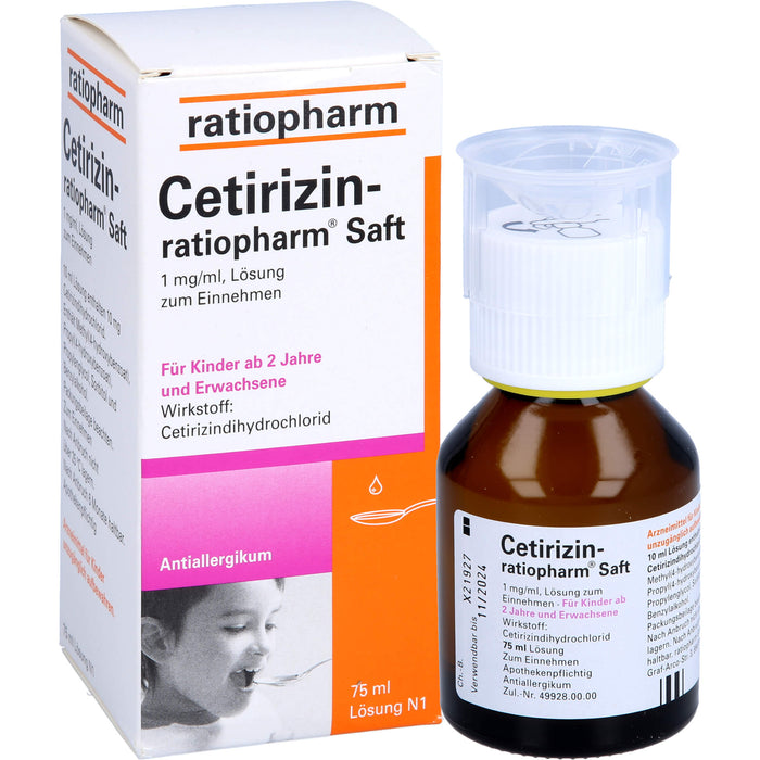 Cetirizin-ratiopharm Saft Antiallergikum, 75 ml Lösung