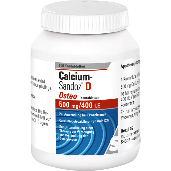 Calcium-Sandoz D Osteo 500 mg/400 I.E. Kautabletten, 100 St. Tabletten