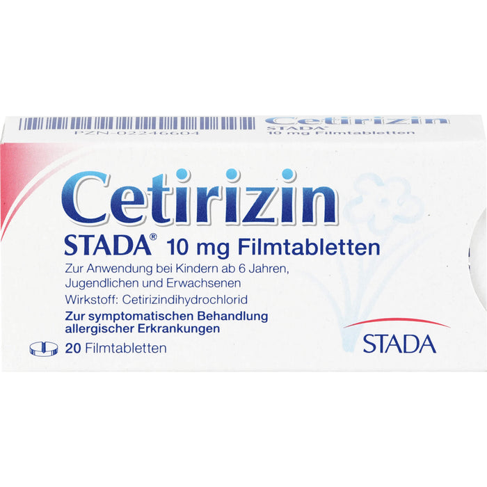 Cetirizin STADA 10 mg Filmtabletten zur symptomatischen Behandlung allergischer Erkrankungen, 20 St. Tabletten