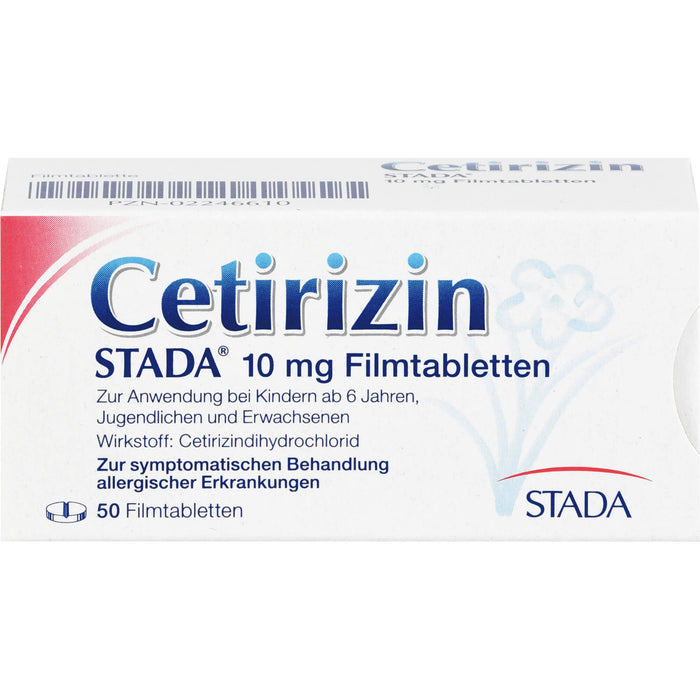 Cetirizin STADA 10 mg Filmtabletten zur symptomatischen Behandlung allergischer Erkrankungen, 50 St. Tabletten
