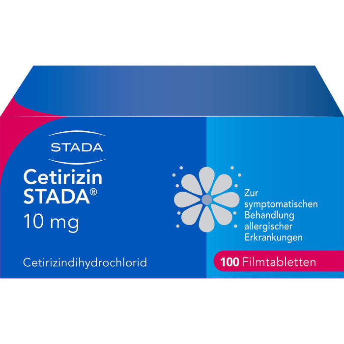 Cetirizin STADA 10 mg Filmtabletten zur symptomatischen Behandlung allergischer Erkrankungen, 100 St. Tabletten