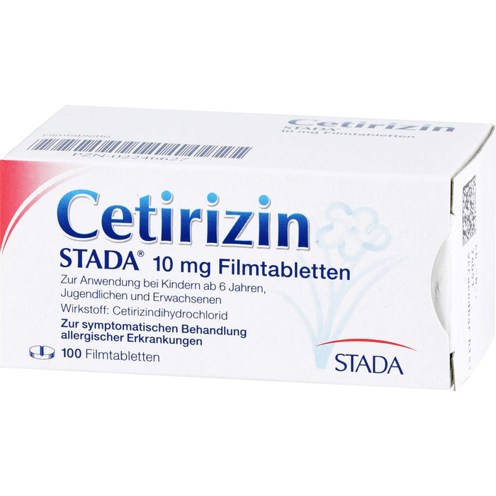 Cetirizin STADA 10 mg Filmtabletten zur symptomatischen Behandlung allergischer Erkrankungen, 100 St. Tabletten