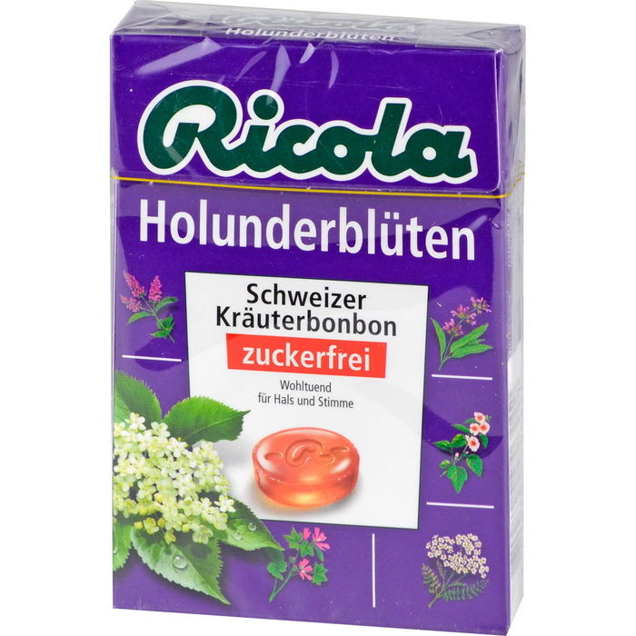 Ricola Schweizer Kräuterbonbons Box Holunderblüten ohne Zucker, 50 g Bonbons