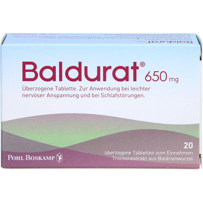 Baldurat 650 mg Tabletten bei leichter nervöser Anspannung und bei Schlafstörungen, 20 St. Tabletten