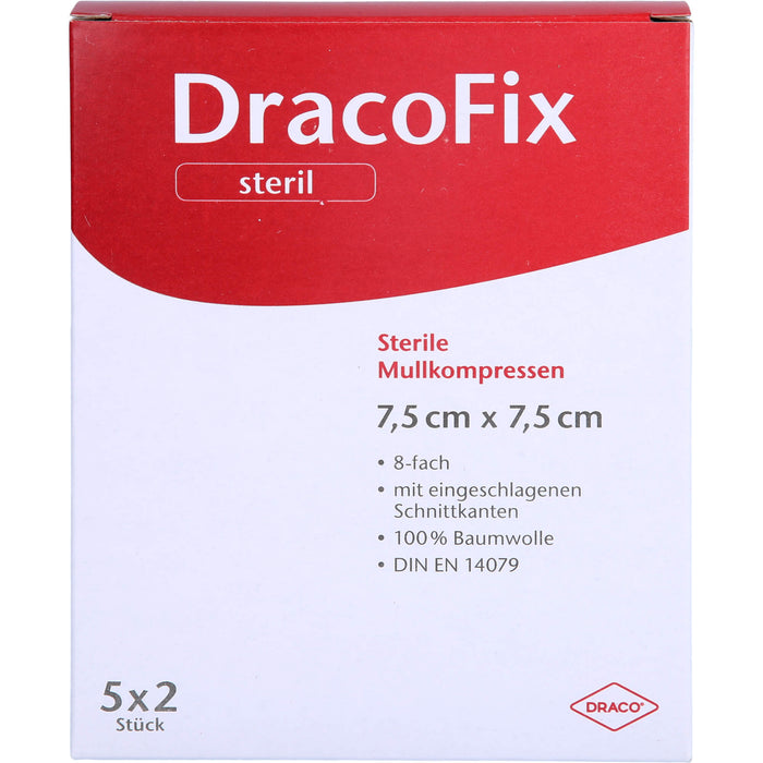 DracoFix Mullkompressen steril 8fach 7,5 x 7,5 cm, 10 St. Kompressen