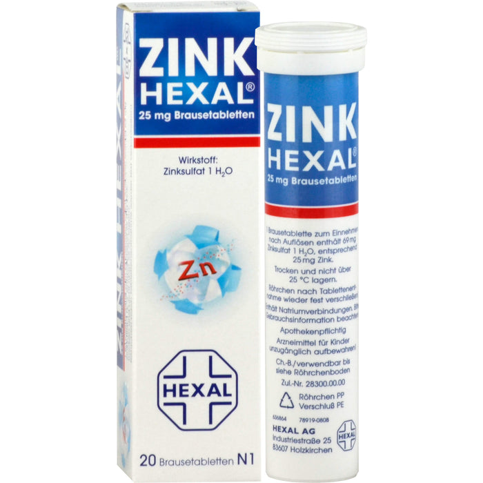 Zink HEXAL 25 mg Brausetabletten, 20 St. Tabletten