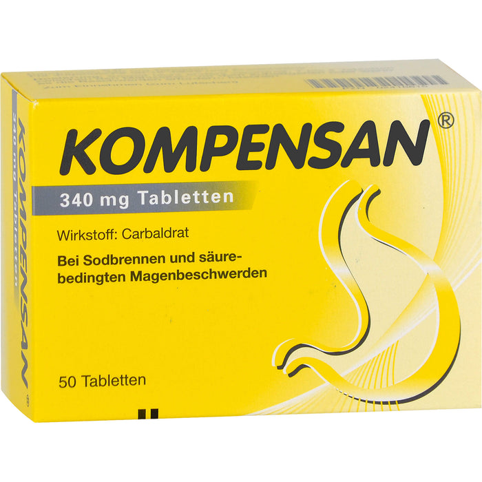 Kompensan 340 mg Tabletten bei Sodbrennen und säure-bedingten Magenbeschwerden, 50 St. Tabletten