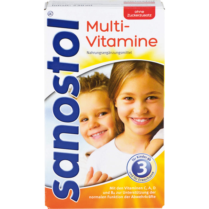 sanostol Multi-Vitamine ohne Zuckerzusatz Saft, 230 ml Lösung