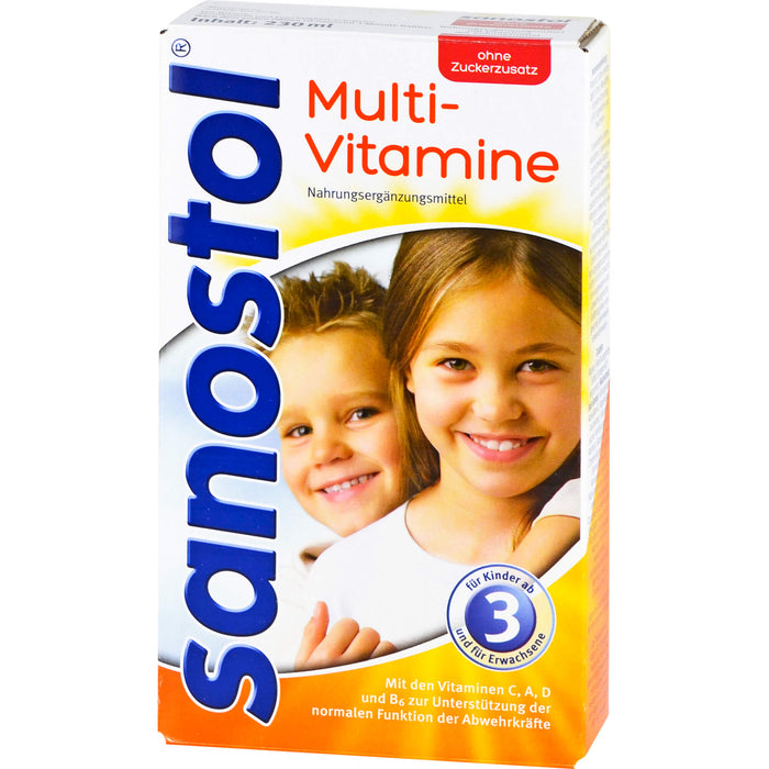 sanostol Multi-Vitamine ohne Zuckerzusatz Saft, 230 ml Lösung