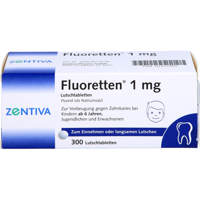 Fluoretten 1 mg Lutschtabletten zur Vorbeugung gegen Zahnkaries bei Kindern ab 6 Jahren, 300 St. Tabletten
