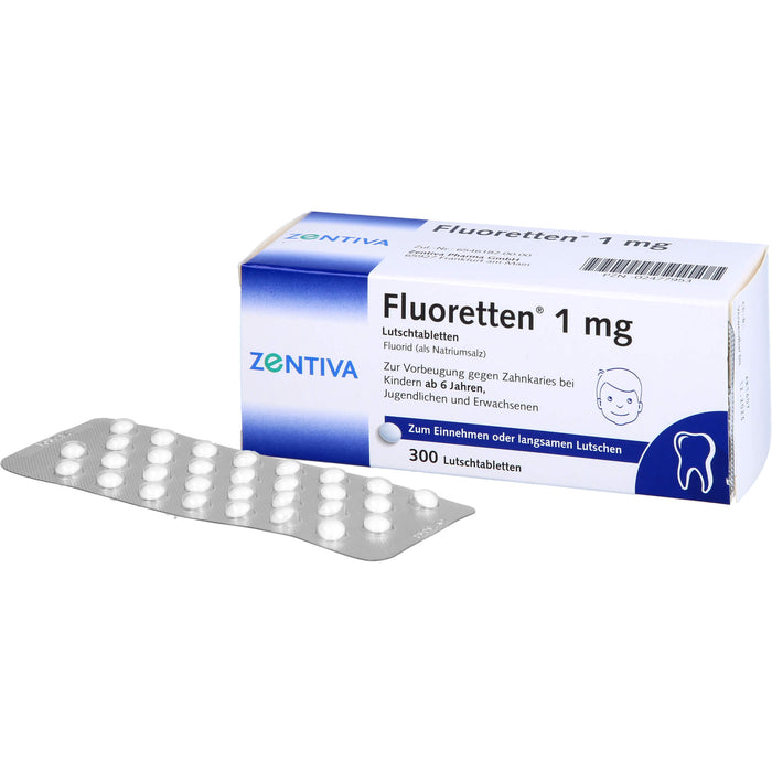 Fluoretten 1 mg Lutschtabletten zur Vorbeugung gegen Zahnkaries bei Kindern ab 6 Jahren, 300 St. Tabletten