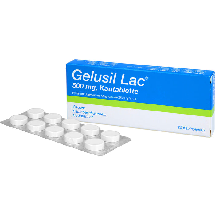 Gelusil Lac Kautabletten gegen Säurebeschwerden, Sodbrennen, 20 St. Tabletten