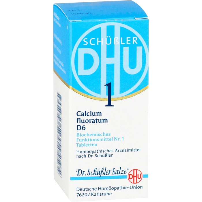 DHU Schüßler-Salz Nr. 1 Calcium fluoratum D6 – Das Mineralsalz des Bindegewebes, der Gelenke und Haut – das Original – umweltfreundlich im Arzneiglas, 200 St. Tabletten