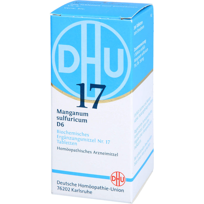 DHU Manganum sulfuricum D6 Biochemisches Ergänzungsmittel Nr. 17 – Das Mineralsalz der Blutbildung – umweltfreundlich im Arzneiglas, 200 St. Tabletten