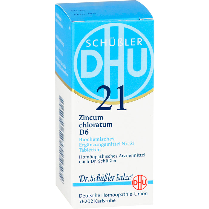 DHU Zincum chloratum D6, Biochemisches Ergänzungsmittel Nr. 21 – Das Mineralsalz des Nervenstoffwechsels – umweltfreundlich im Arzneiglas, 200 St. Tabletten