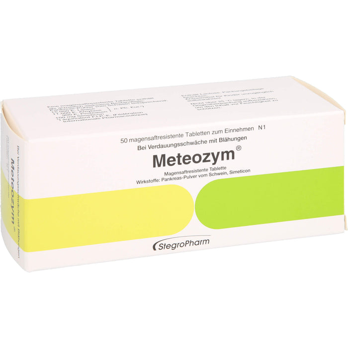 Meteozym Tabletten bei Verdauungsschwäche mit Blähungen, 50 St. Tabletten